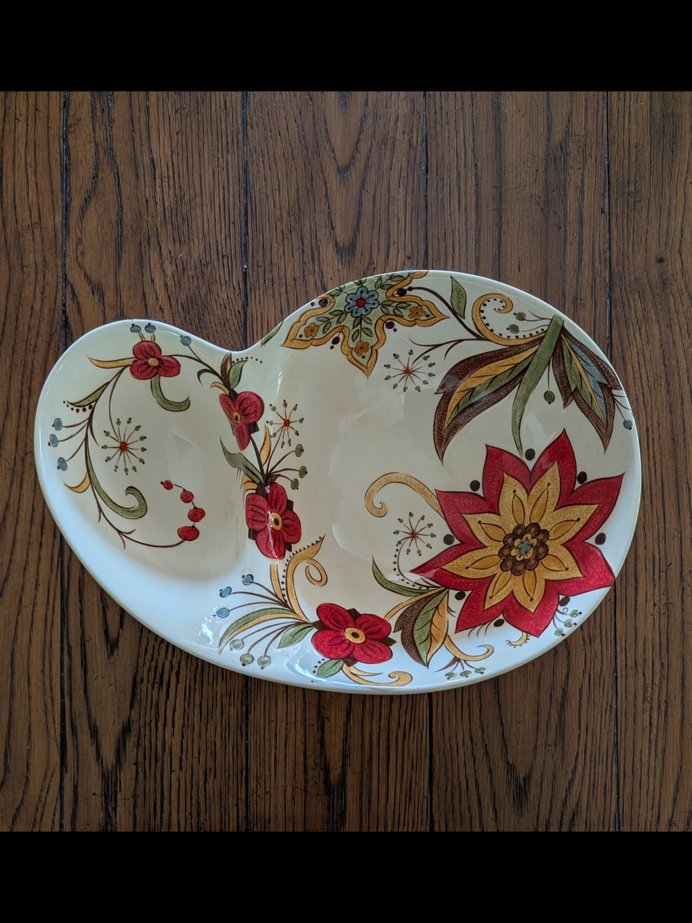 Pier 1 Imports Carynthum Divided Serving Dish Handcrafted Earthenware Floral